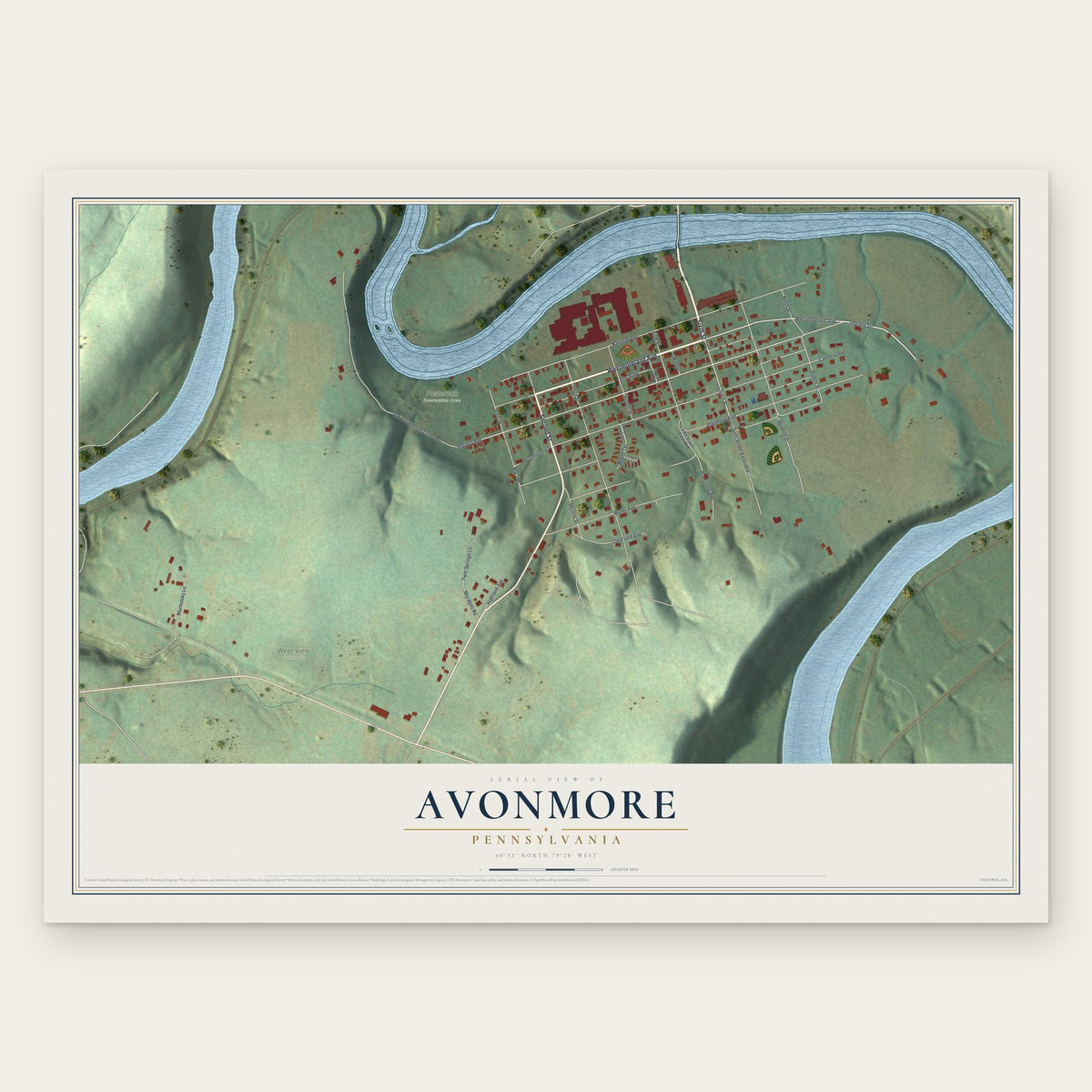 Avonmore, Pennsylvania map print, the full design