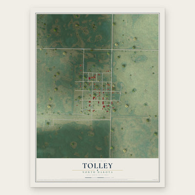 Tolley, North Dakota map print, the full design