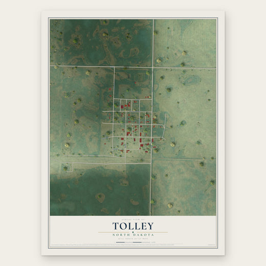 Tolley, North Dakota map print, the full design