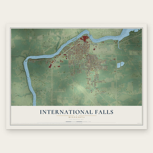 International Falls, Minnesota map print, the full design