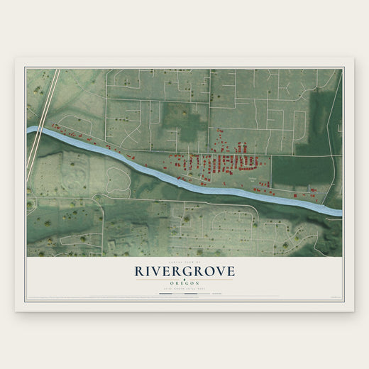 Rivergrove, Oregon map print, the full design
