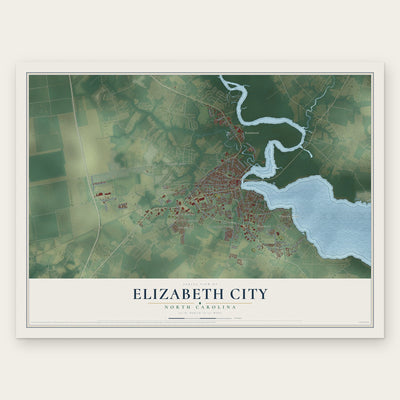 Elizabeth City, North Carolina map print, the full design
