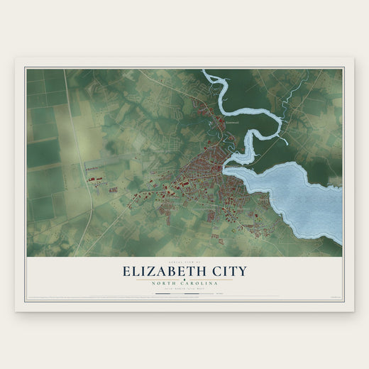 Elizabeth City, North Carolina map print, the full design