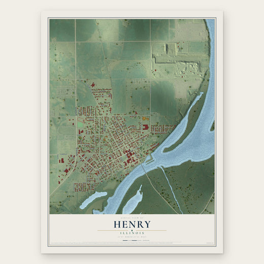 Henry, Illinois map print, the full design