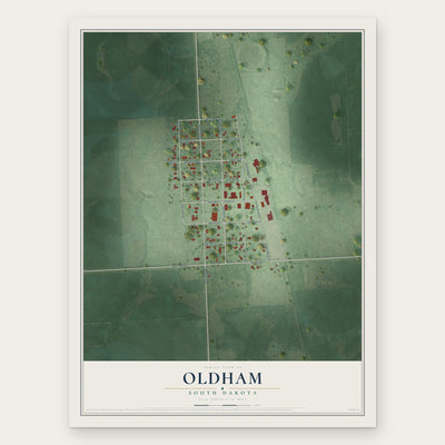 Oldham, South Dakota map print, the full design