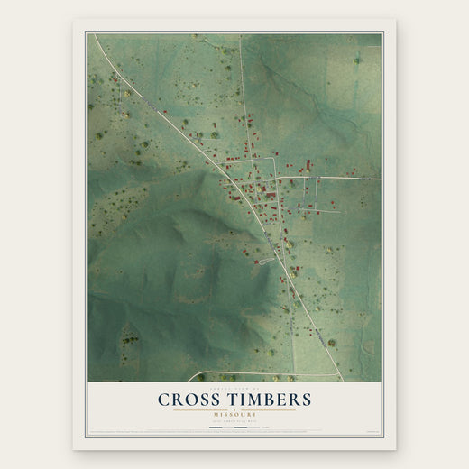 Cross Timbers, Missouri map print, the full design