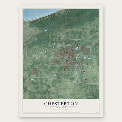 Chesterton, Indiana map print, the full design