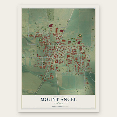 Mount Angel, Oregon map print, the full design
