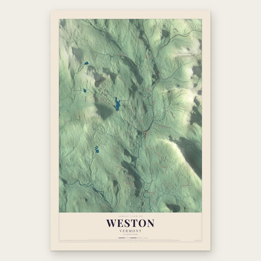 Weston, Vermont map print, the full design