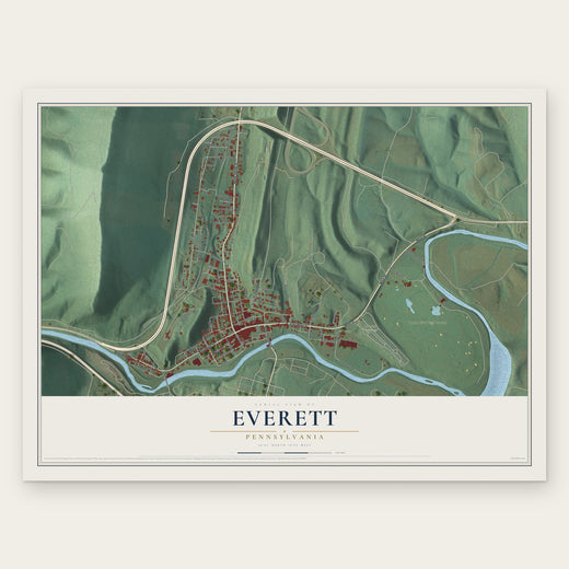 Everett, Pennsylvania map print, the full design