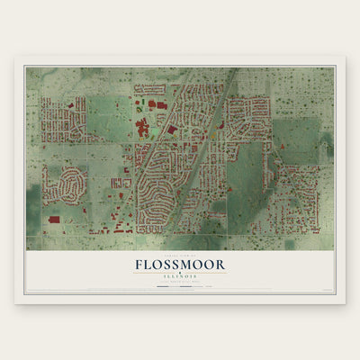 Flossmoor, Illinois map print, the full design