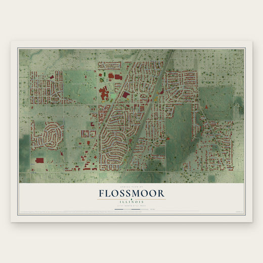 Flossmoor, Illinois map print, the full design