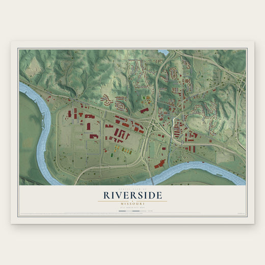 Riverside, Missouri map print, the full design