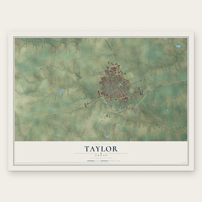 Taylor, Texas map print, the full design