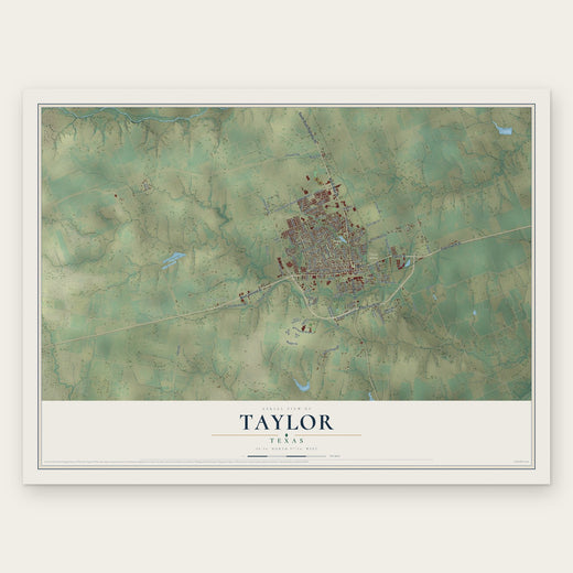Taylor, Texas map print, the full design