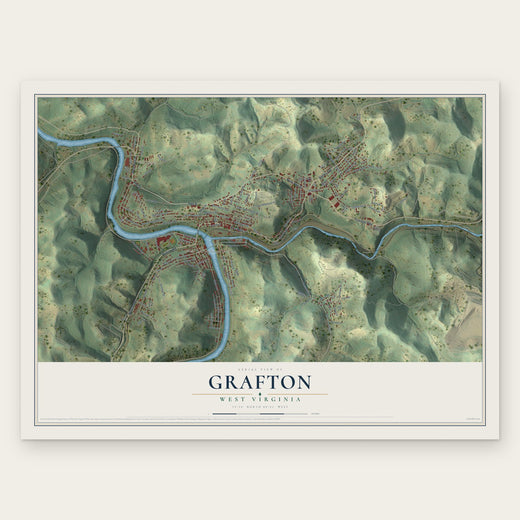 Grafton, West Virginia map print, the full design
