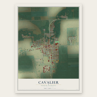 Cavalier, North Dakota map print, the full design