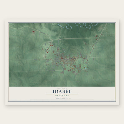 Idabel, Oklahoma map print, the full design