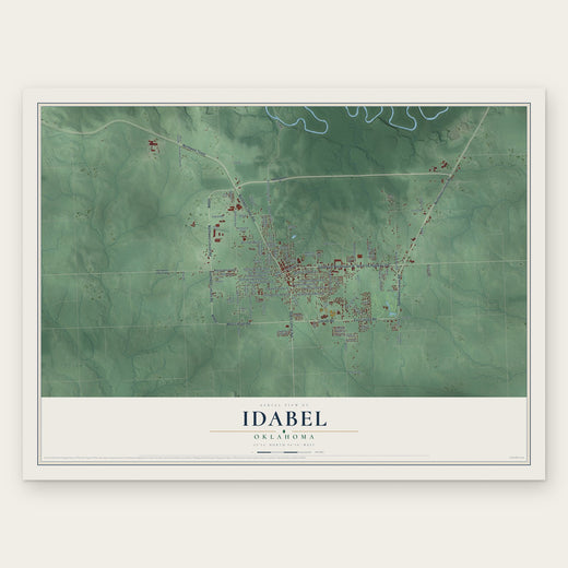 Idabel, Oklahoma map print, the full design