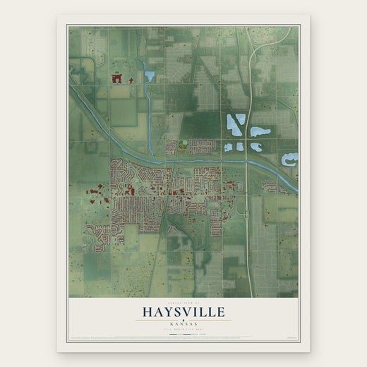 Haysville, Kansas map print, the full design