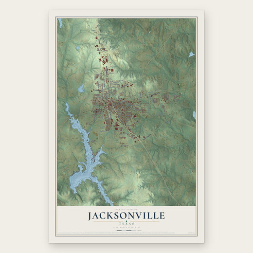 Jacksonville, Texas map print, the full design