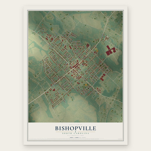 Bishopville, South Carolina map print, the full design