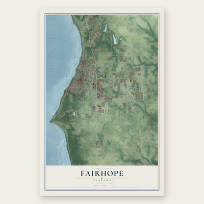 Fairhope, Alabama map print, the full design