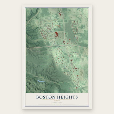 Boston Heights, Ohio map print, the full design