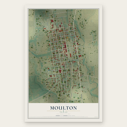 Moulton, Texas map print, the full design