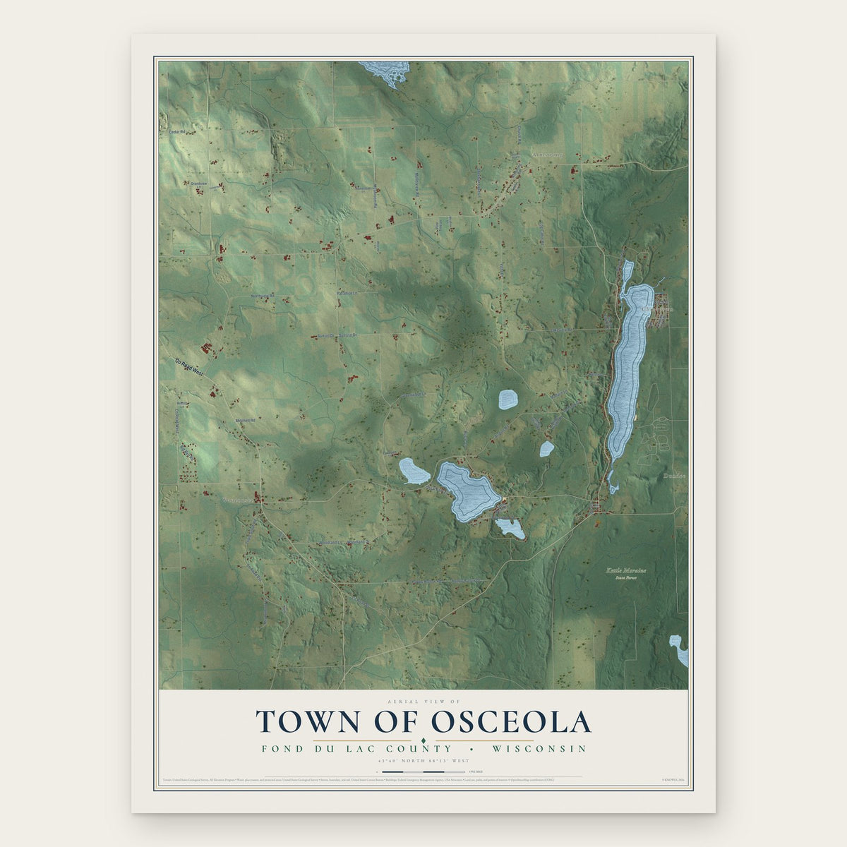 Town of Osceola, Fond du Lac County, Wisconsin map print, the full design