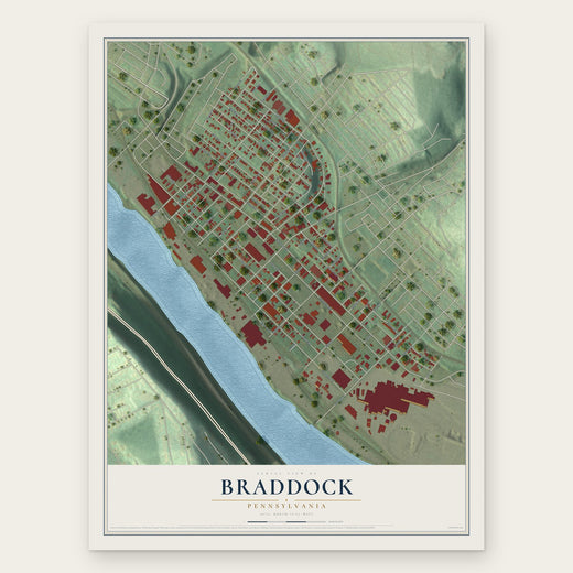 Braddock, Pennsylvania map print, the full design