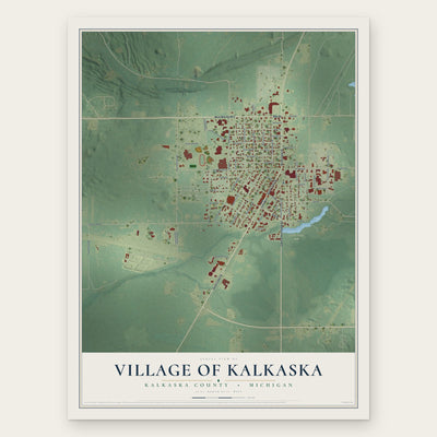 Kalkaska, Michigan map print, the full design