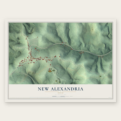 New Alexandria, Ohio map print, the full design