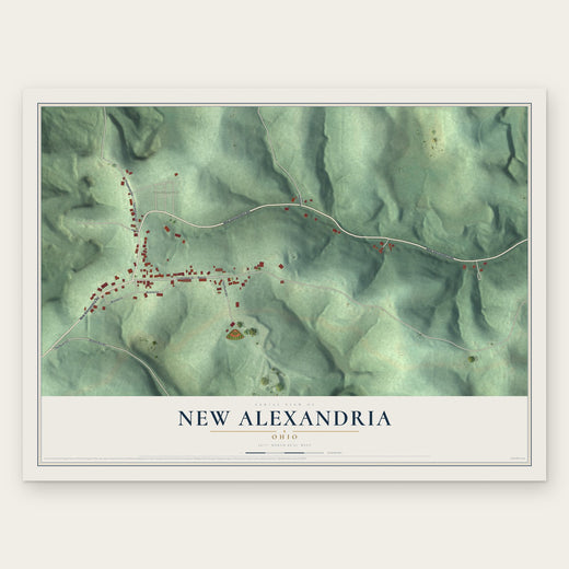New Alexandria, Ohio map print, the full design