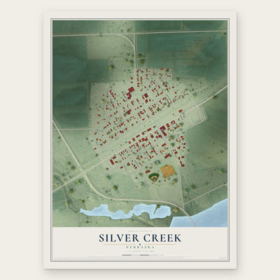 Silver Creek, Nebraska map print, the full design