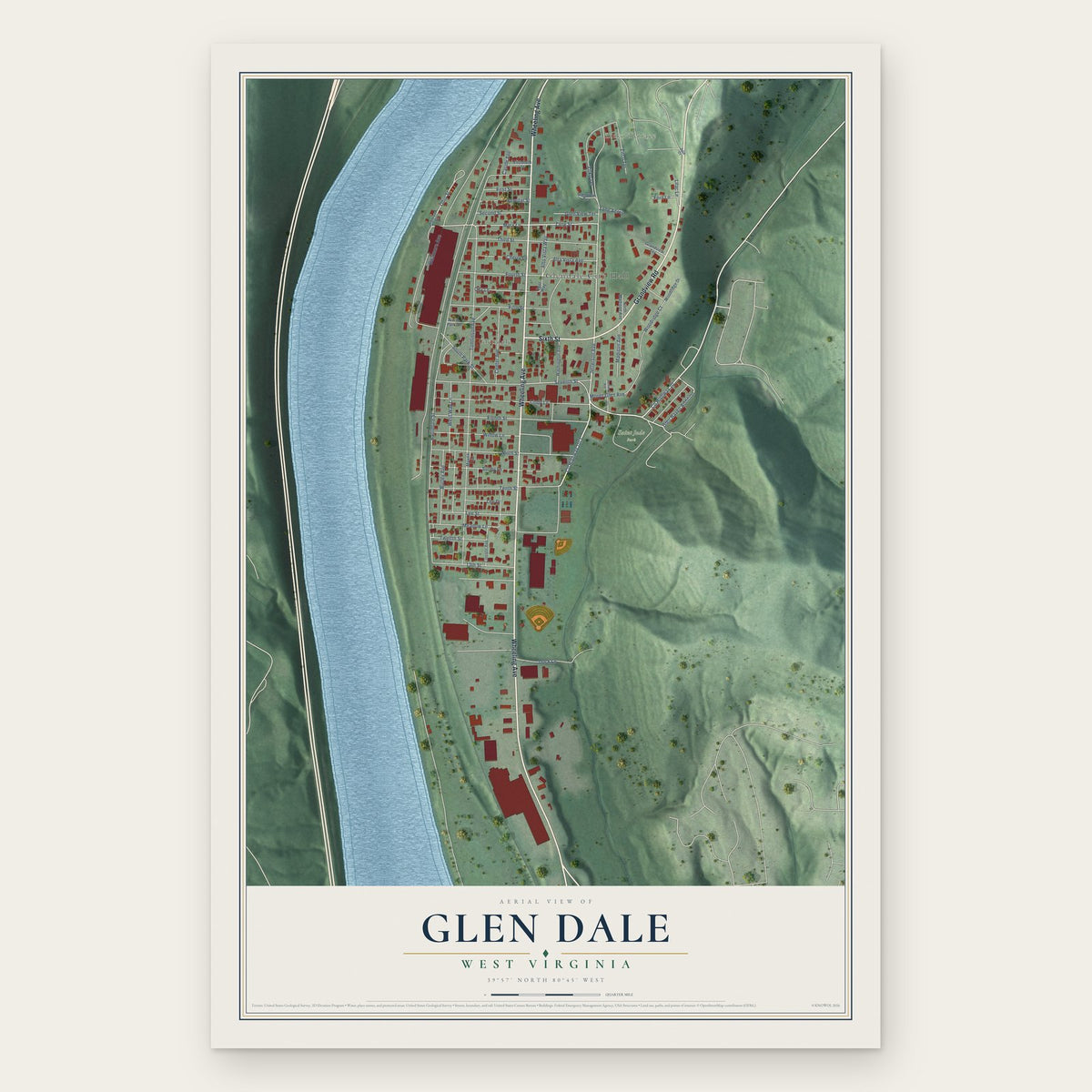 Glen Dale, West Virginia map print, the full design