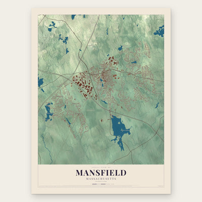 Mansfield, Massachusetts map print, the full design