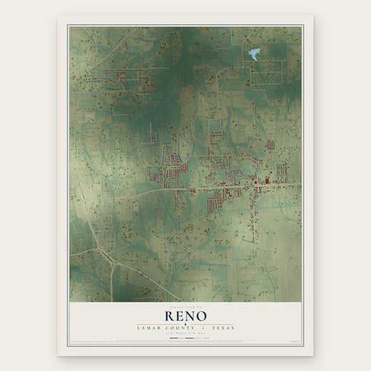 Reno, Lamar County, Texas map print, the full design