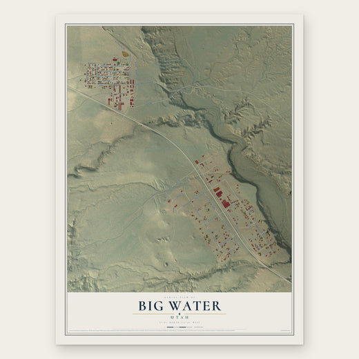 Big Water, Utah map print, the full design