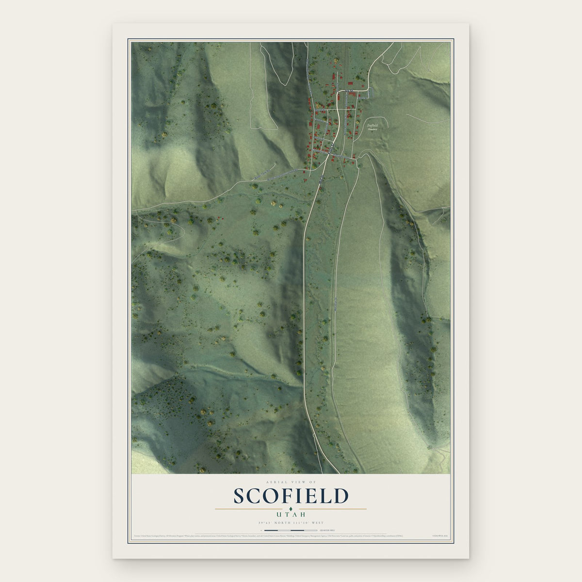Scofield, Utah map print, the full design