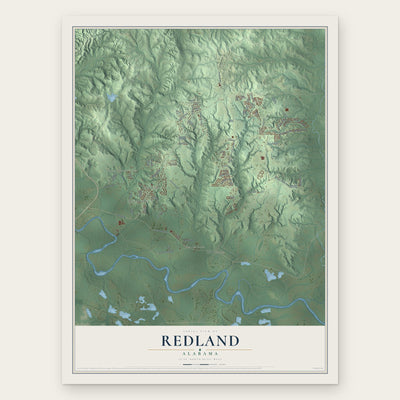 Redland, Alabama map print, the full design