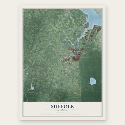 Suffolk, Virginia map print, the full design