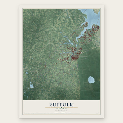 Suffolk, Virginia map print, the full design