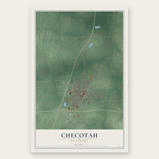 Checotah, Oklahoma map print, the full design