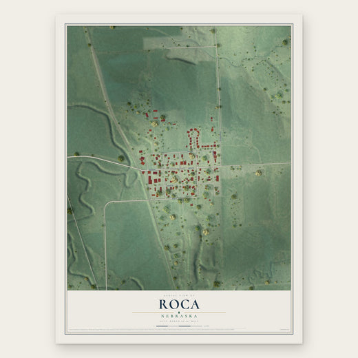 Roca, Nebraska map print, the full design