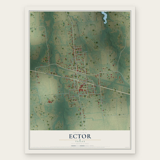 Ector, Texas map print, the full design