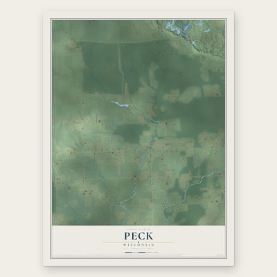 Peck, Wisconsin map print, the full design