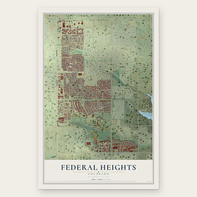 Federal Heights, Colorado map print, the full design
