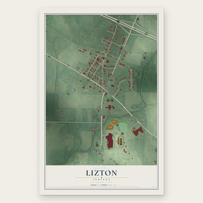 Lizton, Indiana map print, the full design
