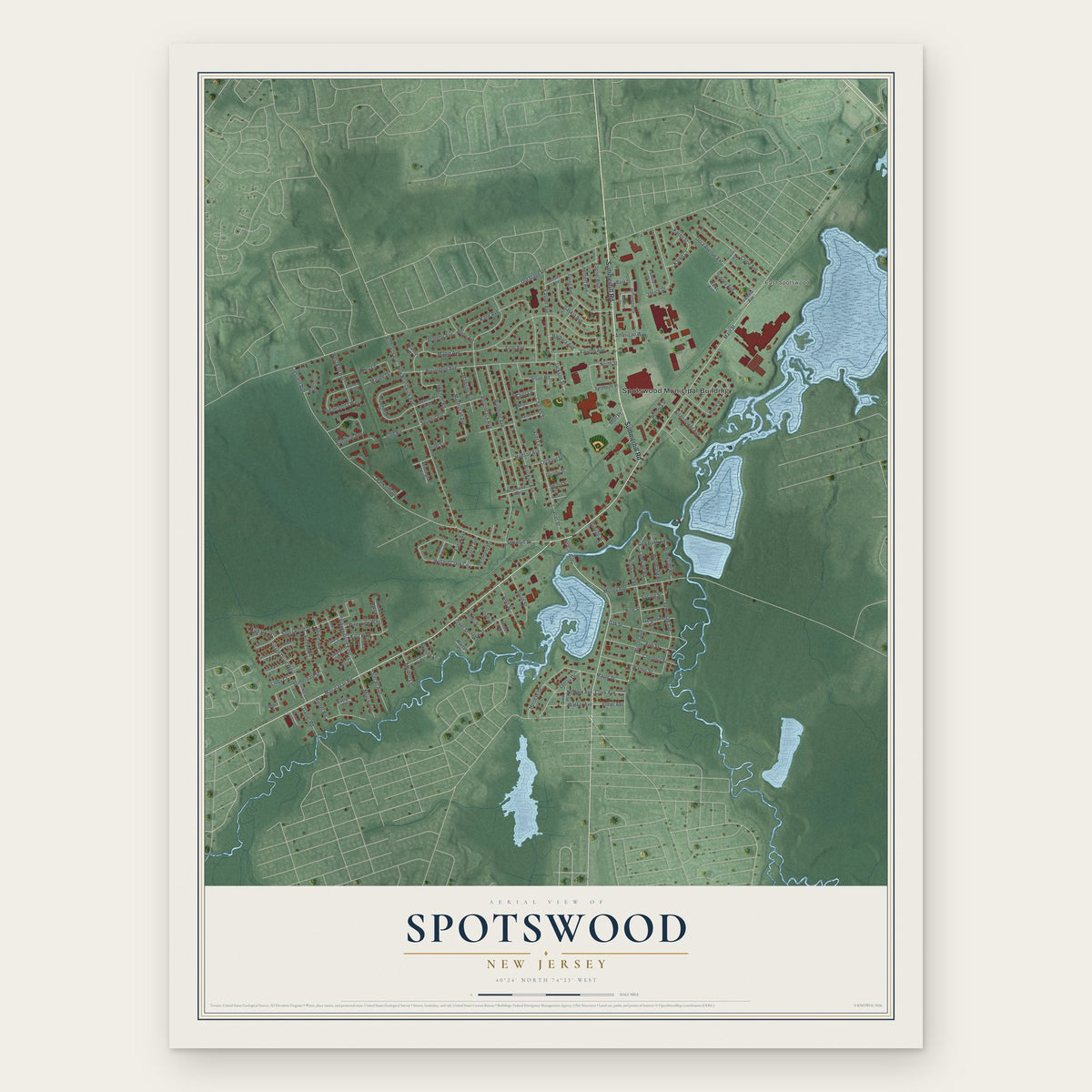 Spotswood, New Jersey map print, the full design